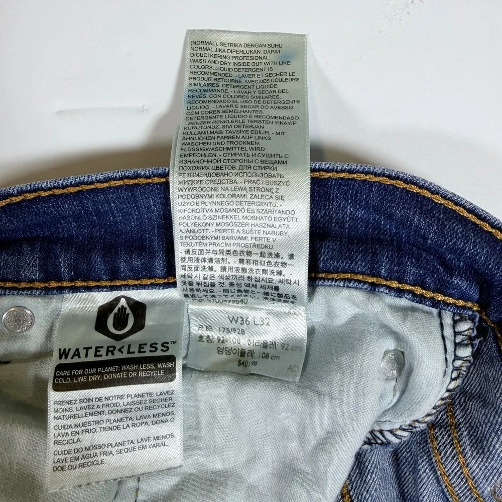 Levi's 527 Jeans Mens 36x32 Blue Denim Faded Super Stretch Red Tab Distressed